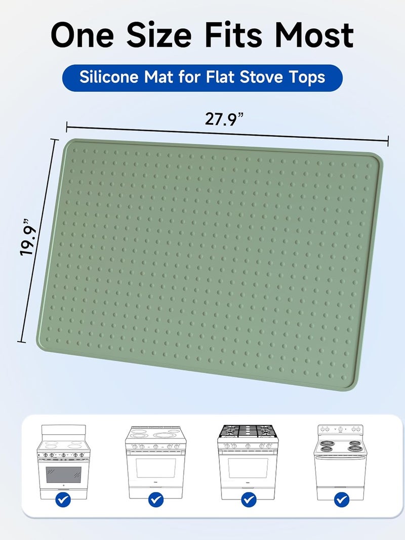 Bampanda Silicone Stove Top Cover for Electric Stove, Glass Stove Top Protector, Stovetop Cover Mat for Cooktop, Flat Range Cover, Oven Top Protector, Coffee Bar Mat, 28 x 20 in, Green - Image 3